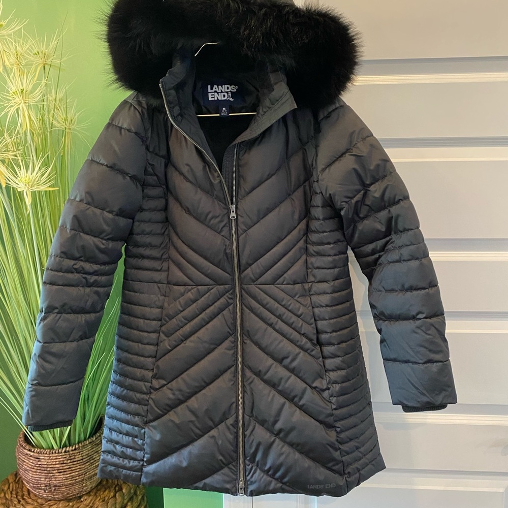 Lands’ End Insulated Plush Coat with Fox Hood